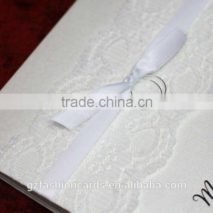 2014 Royal Unique Wedding Invitation Cards with Lace and Buckle