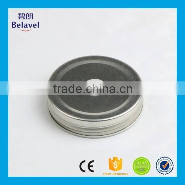 Wholesale cheap silver mason jar lid with hole metal custom screw lids