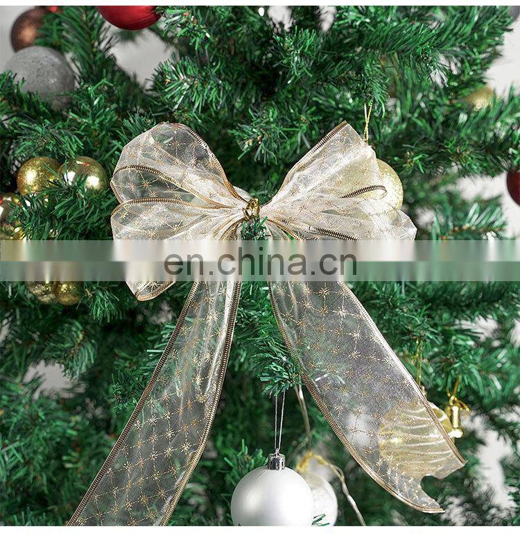 6 Yards/Roll 63mm Gold/Silver Wired Edge Glitter Organza Christmas Ribbon for Wedding Christmas Decoration Gift Packaging