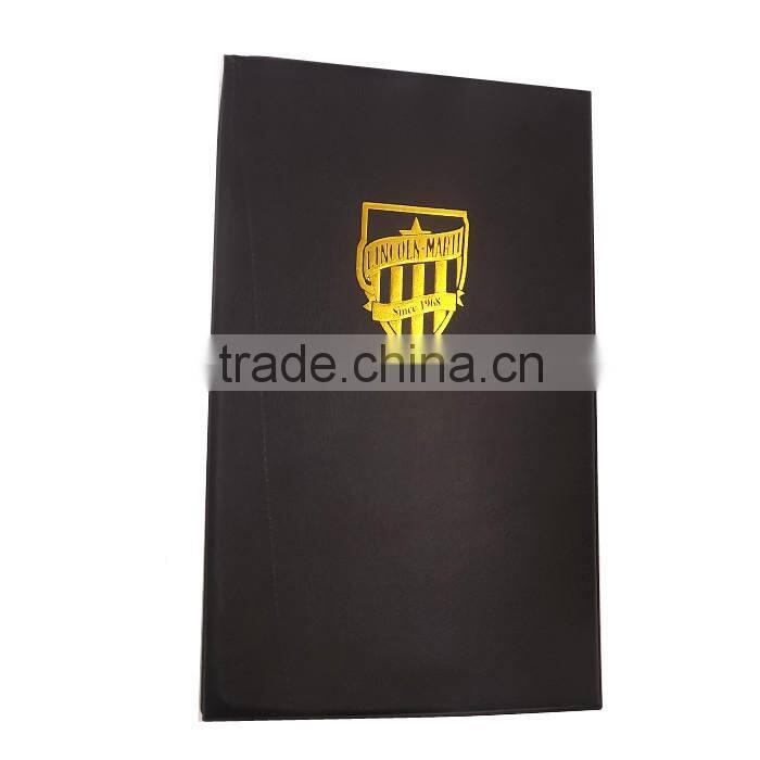 PU leather A5 embossed printing D shape 3 ring binder with name card