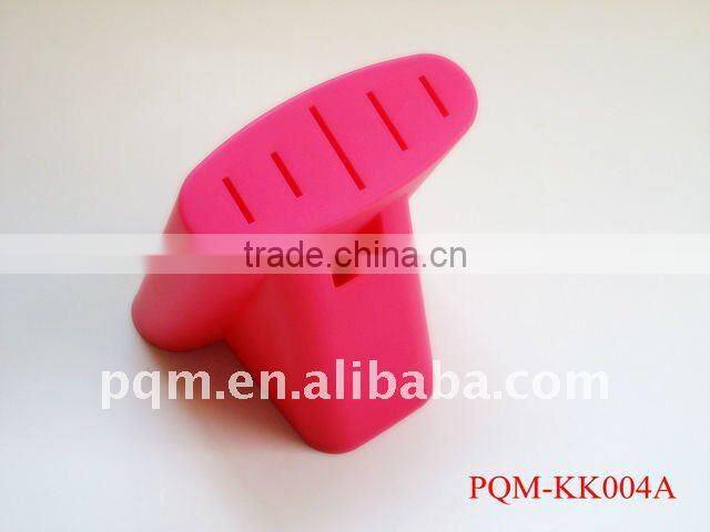 Durable stainless steel pink kitchen knife set with plastic block 004A