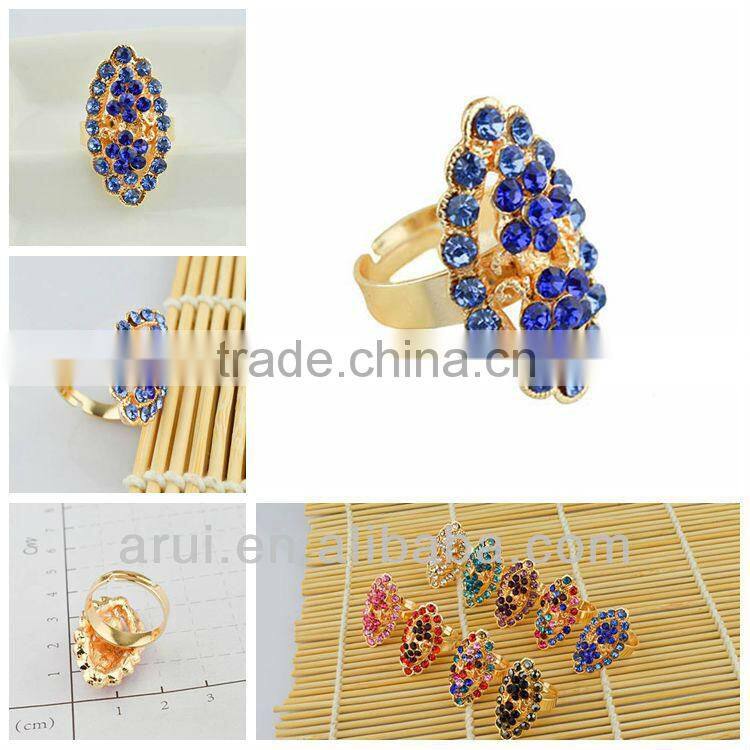 alibaba china gold alloy rings jewelry blue crystal ring