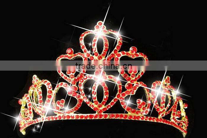 Large Rhinestone Shape Crystal Heart Pageant Crown Beautiful Bridal Crown Tiaras