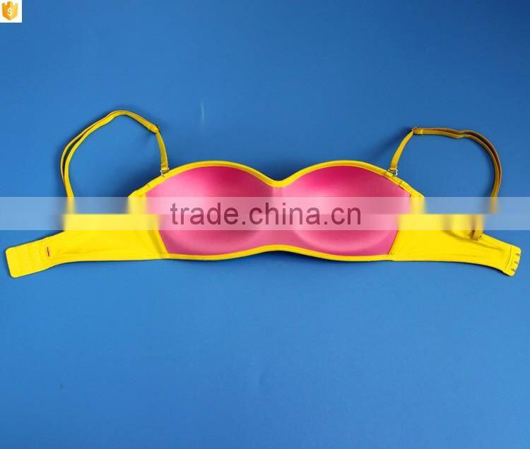 Latest fresh yellow big cup ladies gym wear