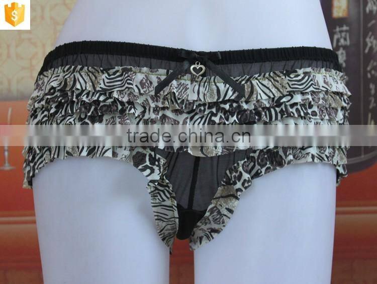 Leopard printed mesh women panty,sexy mesh lady thong