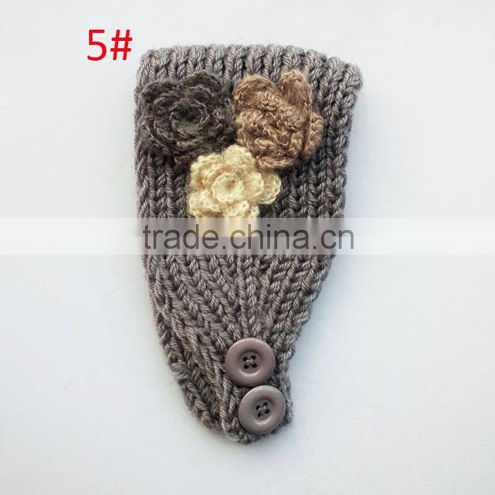 Good-looking 3 Flower Decorated Fashion Women Knitted Headband Headwear