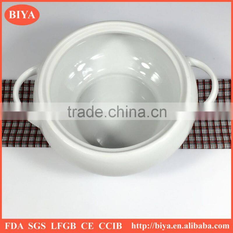 soup pot porcelain custom Lion head shape soup with handle pot ,ceramic soup big bowl with cover for hotel restaurant tableware