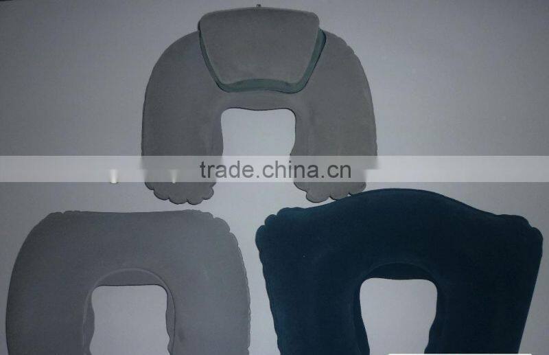 PVC inflatable flocked neck pillow /inflatable travel neck pillow