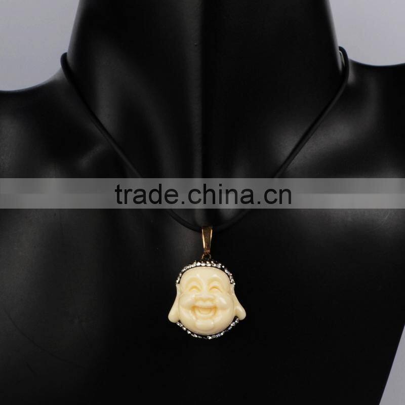 Nepal style Imitation Ox Bone buddha pendants, handmake carved buddha pendant, smile buddha head bead