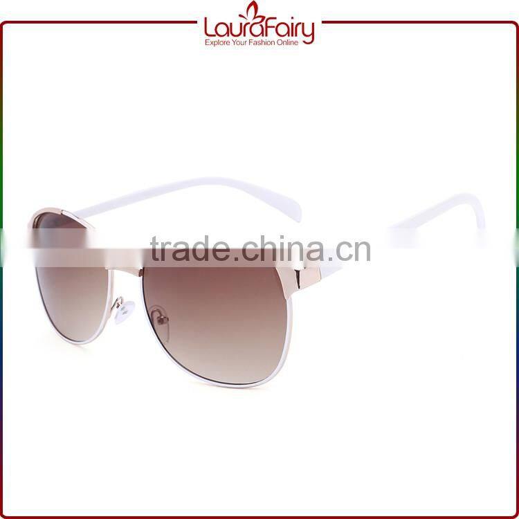 Laura Fairy Fashion Design Metal Frame White Temple Sunglasses Wenzhou Factory