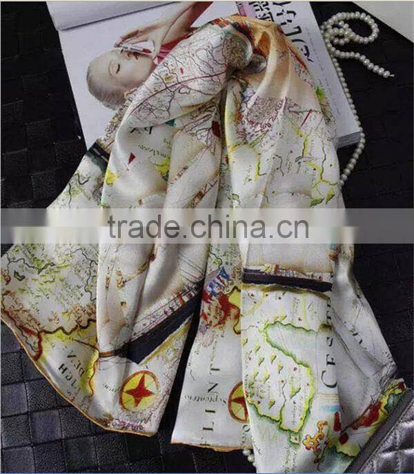 wholesale good quality custom white silk screening neck scarf