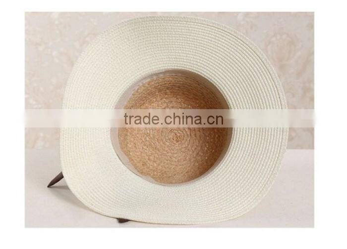 QXSH0008 Women straw hat with ribbon and bowknot Summer beach hat