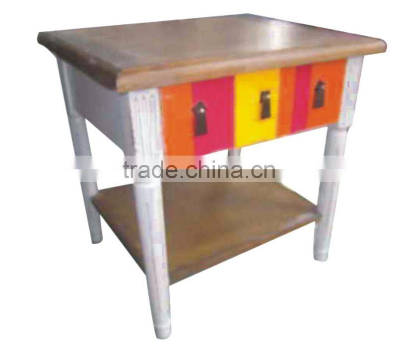 Colorful Chinese wood antique furniture tea table