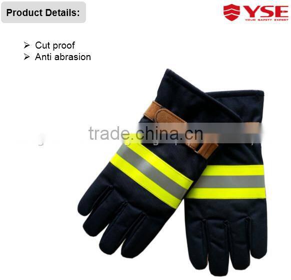Leather CE approved industrial Fire fighting gloves