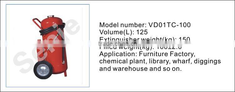 Wheeled dry chemical fire extinguisher with external gas cartridge VD01TC-100