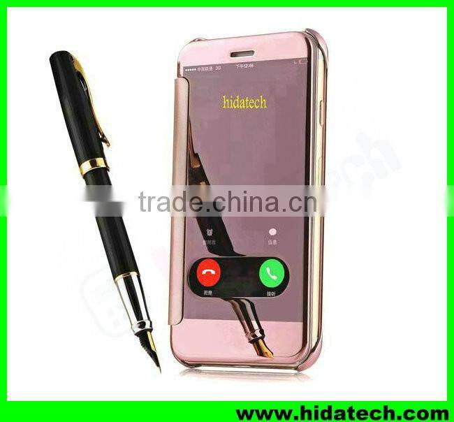 Clear smart visible flip leather case for apple iPhone 6 mirror leather case