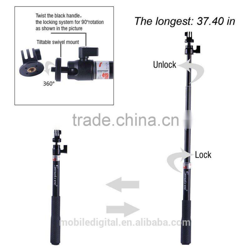 Smatree Gopro Accessories - SmaPole Q3 Telescoping Gopro Pole / Gopro Monopod with Tripod Mount Adapter+ Thumb Screw