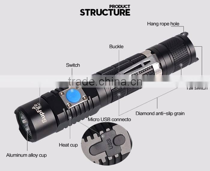 USB portable high power LED flashlight led light flashlight torch aluminum flashlight 18650 battery xm-l t6 mini torch