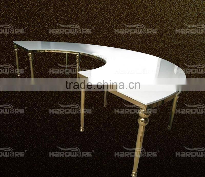 half moon mdf table,white mdf top wedding table
