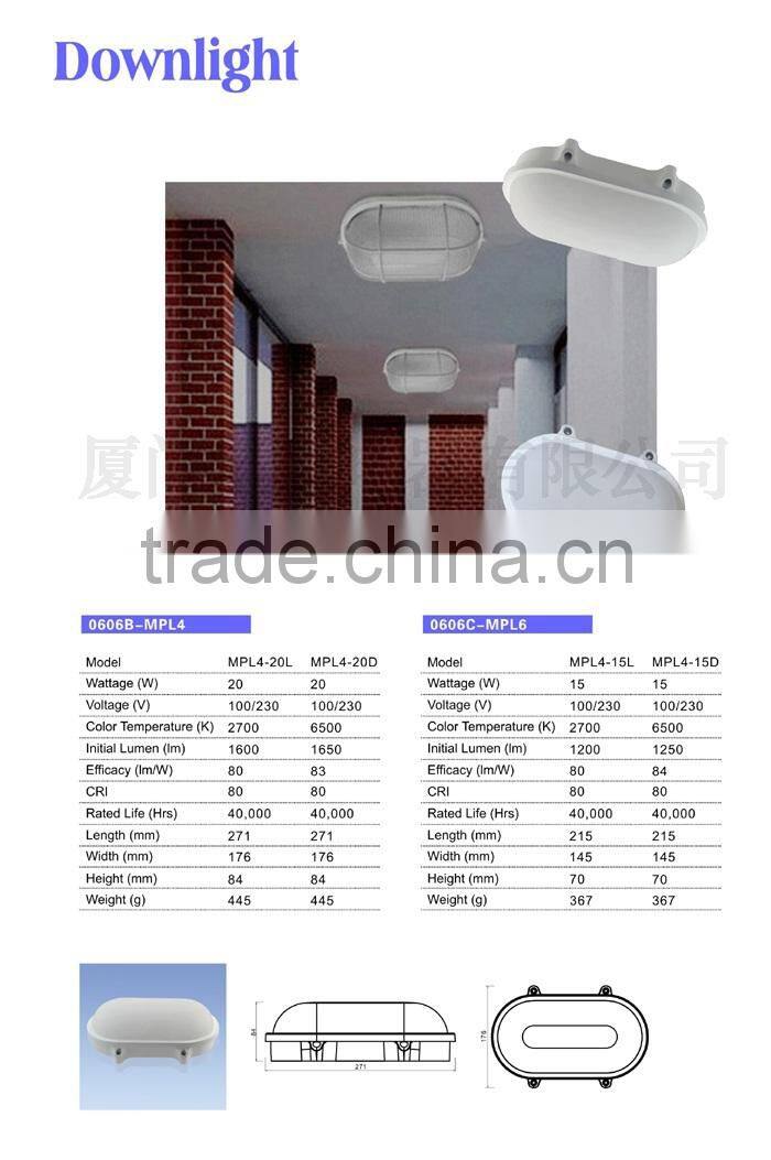 15w 20w plastic with aluminum led bulkhead light of IP65