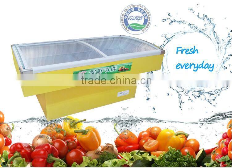 SD-1400D island freezer glass door chest freezers commercial fish barbecue freezer