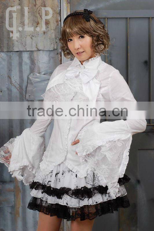 Cotton White Lace Short sleeve Cotton Lolita Blouse 81033