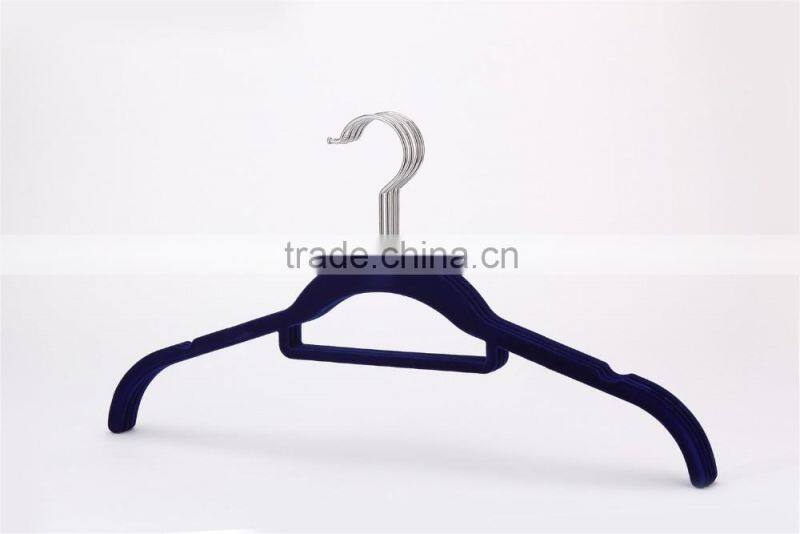 flocked plastic short clothes hanger