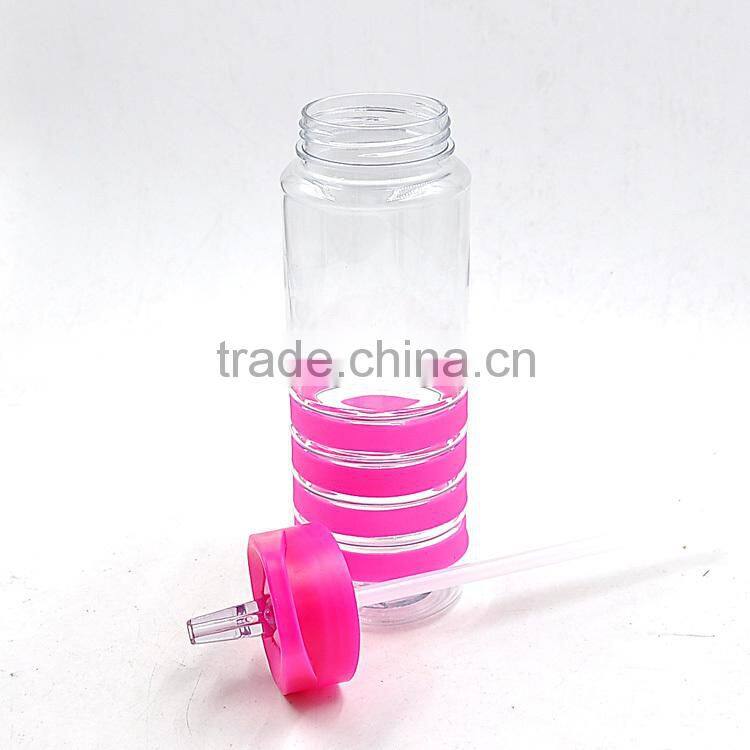 600ML 800ML Custom Brand Plastic Drink Bottle with Straw
