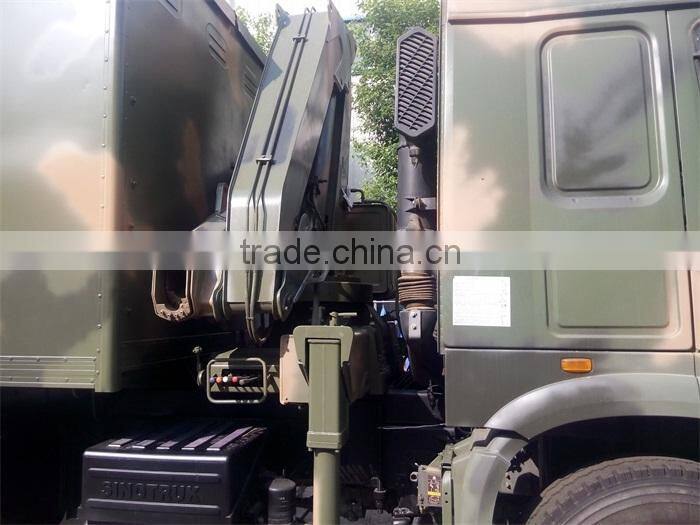 4*4 HOWO multi-function van truck with crane 5 ton