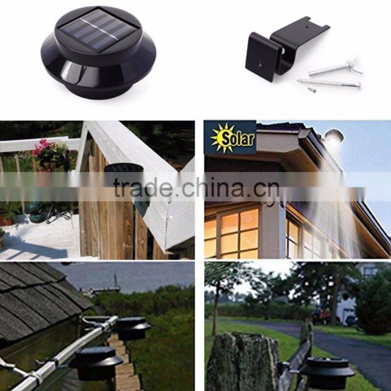 Water Resistant with Switch Solar Powered 3-led Gutter Light Fence Lamp Outdoor Solar Gutter LED Lights