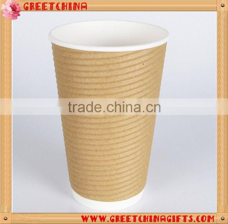 16 oz disposabl double layers insulated corrugated paper coffee cup