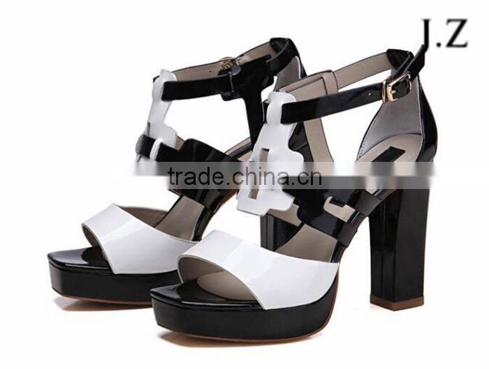 YX01 flocking high heel 2cm platforms patent pu upper sandals shoes, wedding sandal, Roman sandal for girls
