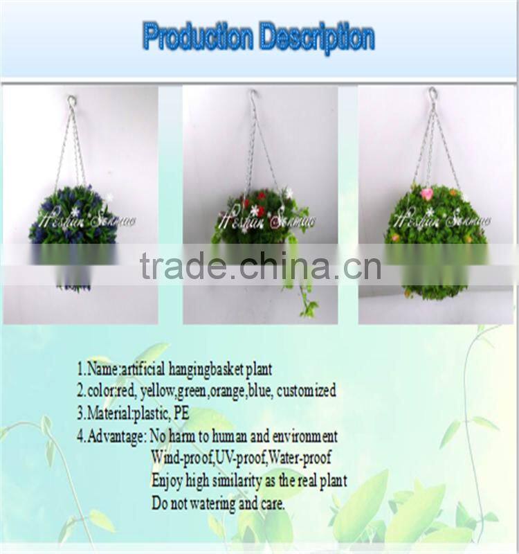 Hot sale PE material 2016 new style artificial hanging basket plant for wall decoration