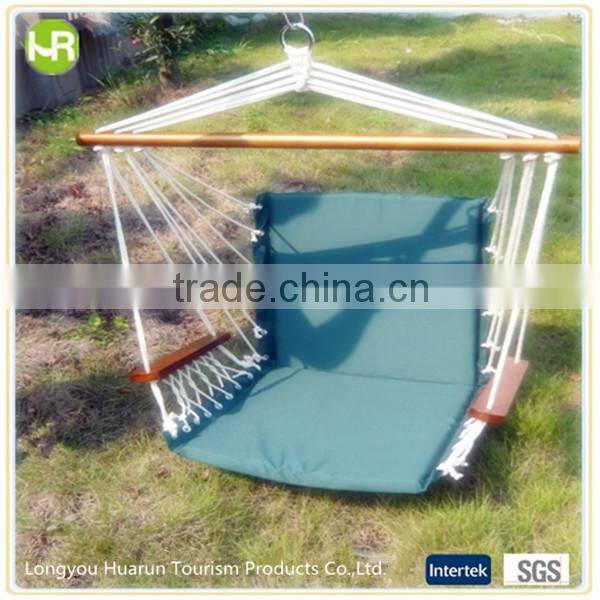 High quality cotton canvas wooden bar hammock chair with armrest