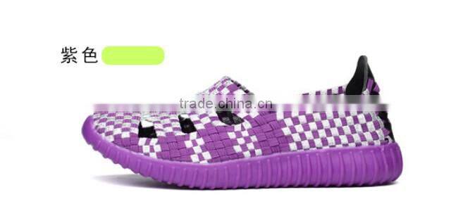 NEW MODEL FLAT ELASTIC SANDAL SHOES HANDMADE WOVEN WOMEN SANDAL SHOES
