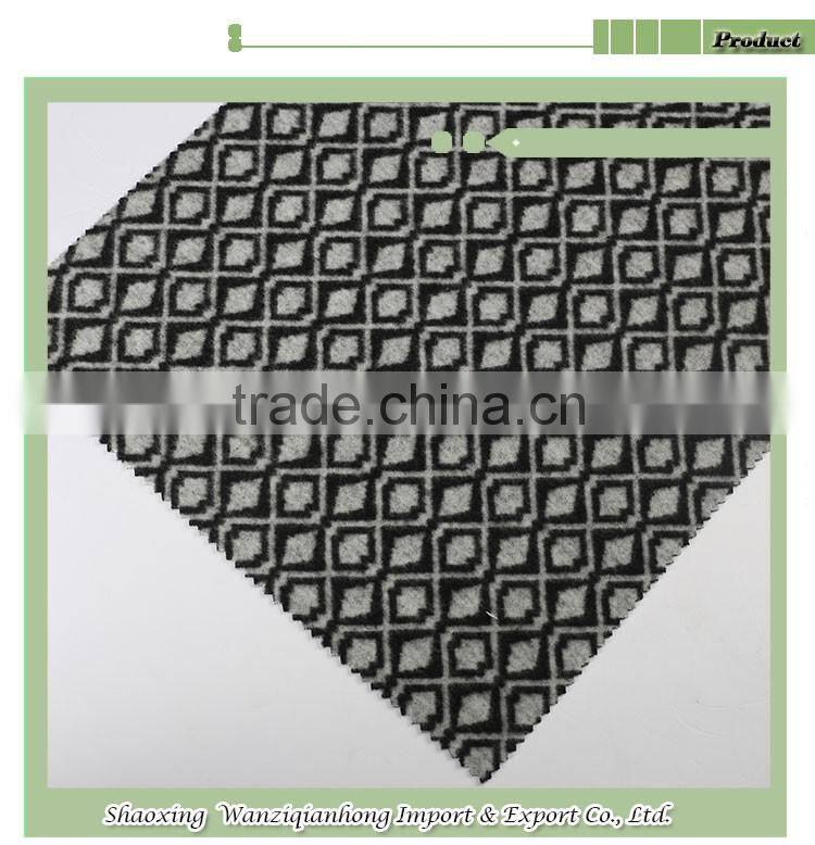 Popular rhombus design jacquard brushed polyester spandex knit fabric
