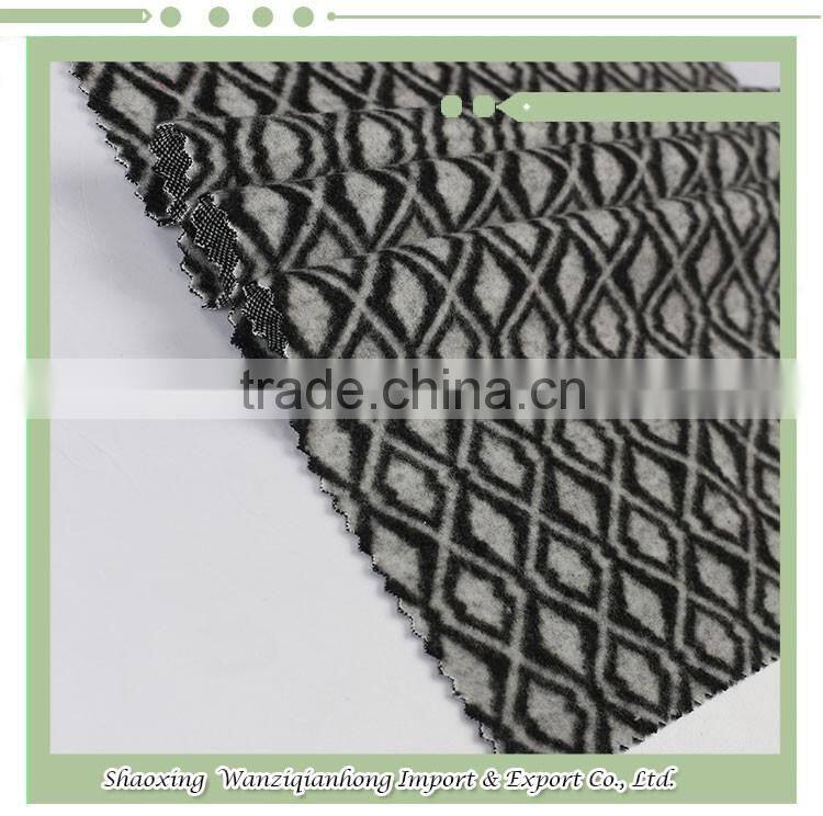 Popular rhombus design jacquard brushed polyester spandex knit fabric