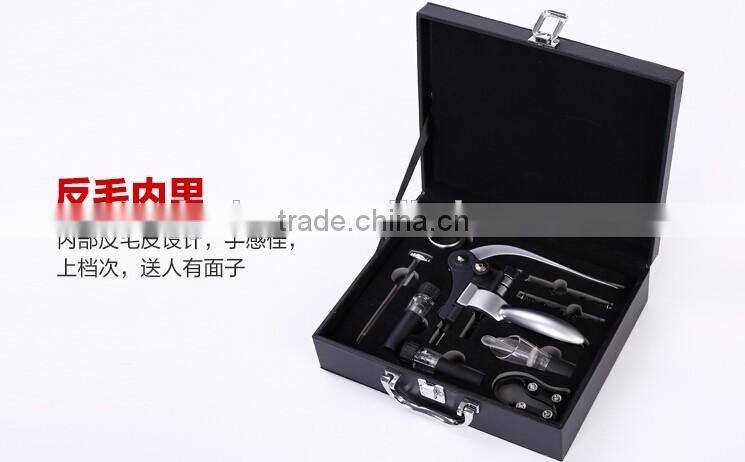 Promotional AUGUST 9pcs in one wooden wine box wine opener corkscrew set