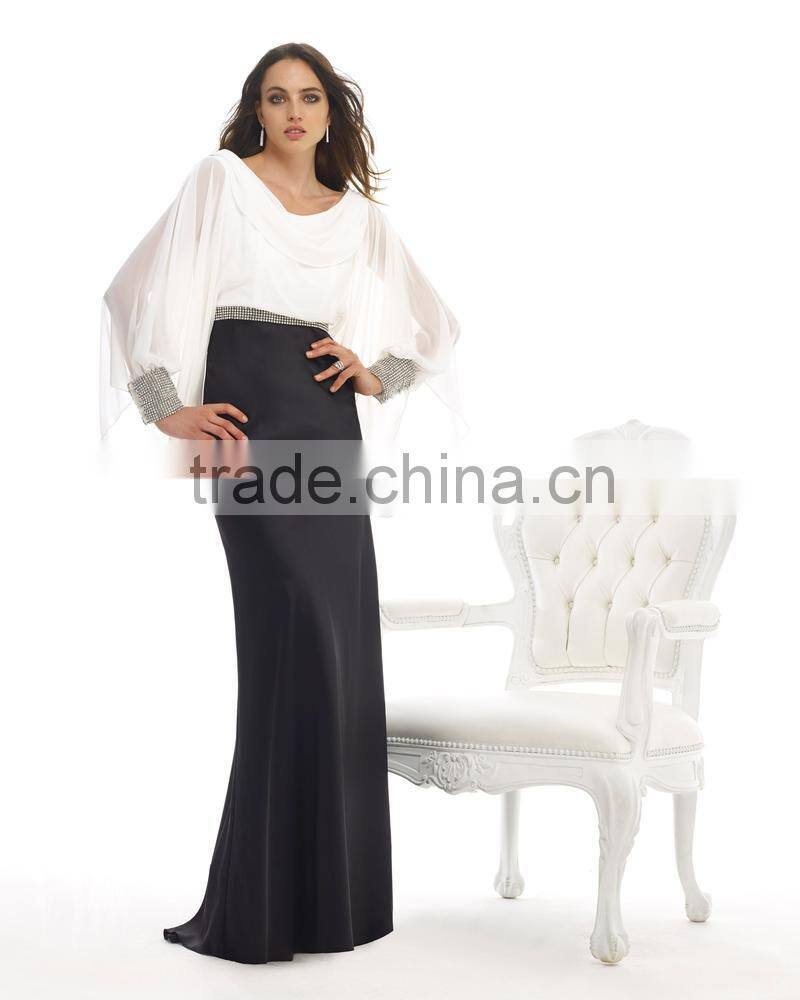 ED726 Latest vestido de festa Satin Arabic Evening Dress Plus Size Long Sleeve Dubai Sexy Party Dresses Evening Gowns