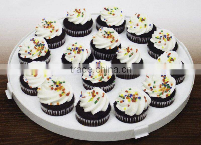 4-in-1 Portable Plastic Party Platter with Lid - Cupcake Carrier / Egg Holder / Veggie Tray / Chip and Dip Server Plate