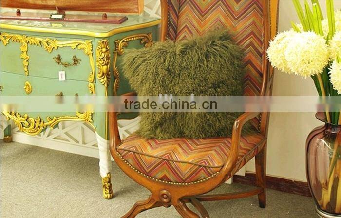 Dark green color real mongolian lamb fur oriental 50*50CM cushion/New Design Cushion Covers