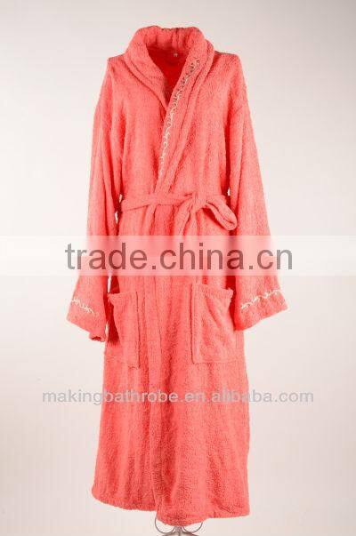 100% cotton terry red adult bathrobe