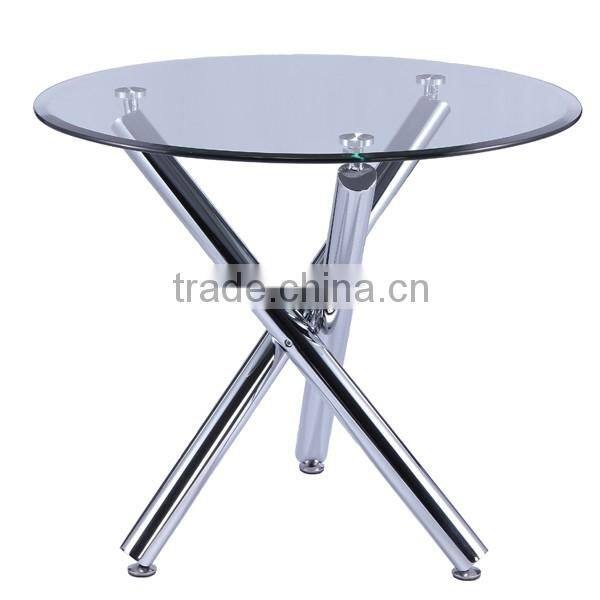 2016 popular design glass top metal dining table
