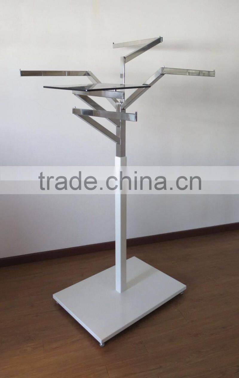 Stainless Steel Retail Tree Shaped 4 Way Clothing Display Rack