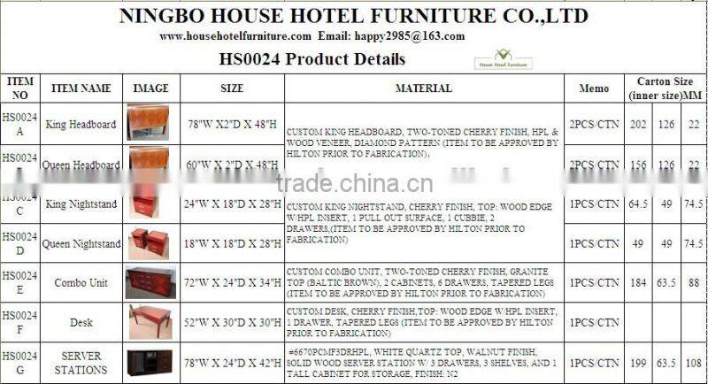 business desk hotel furniture with solid wood frame and legs