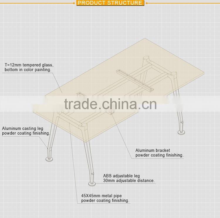 Modern moving cabinet return black tempered modern glass office desk