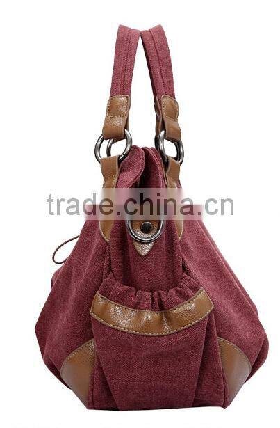 wholesale custom canvas lady handbags with leather