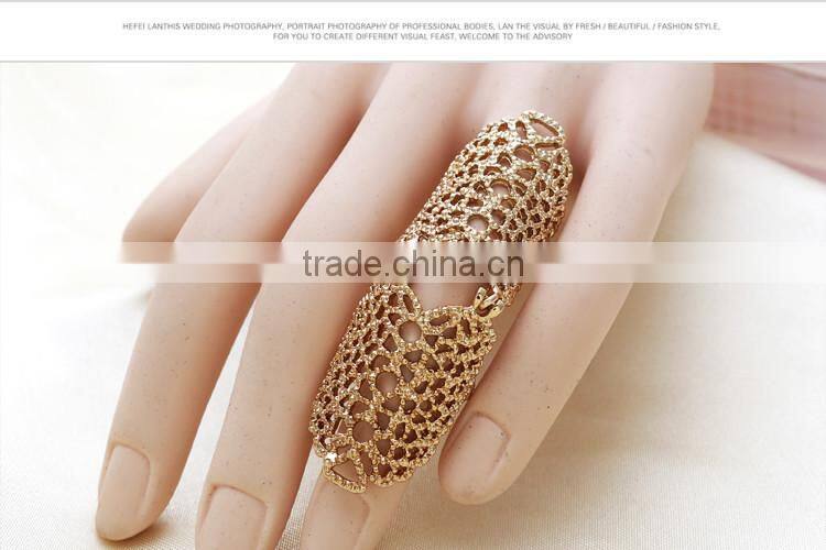 European and American fashion knuckle simple metallic hollow carved ring