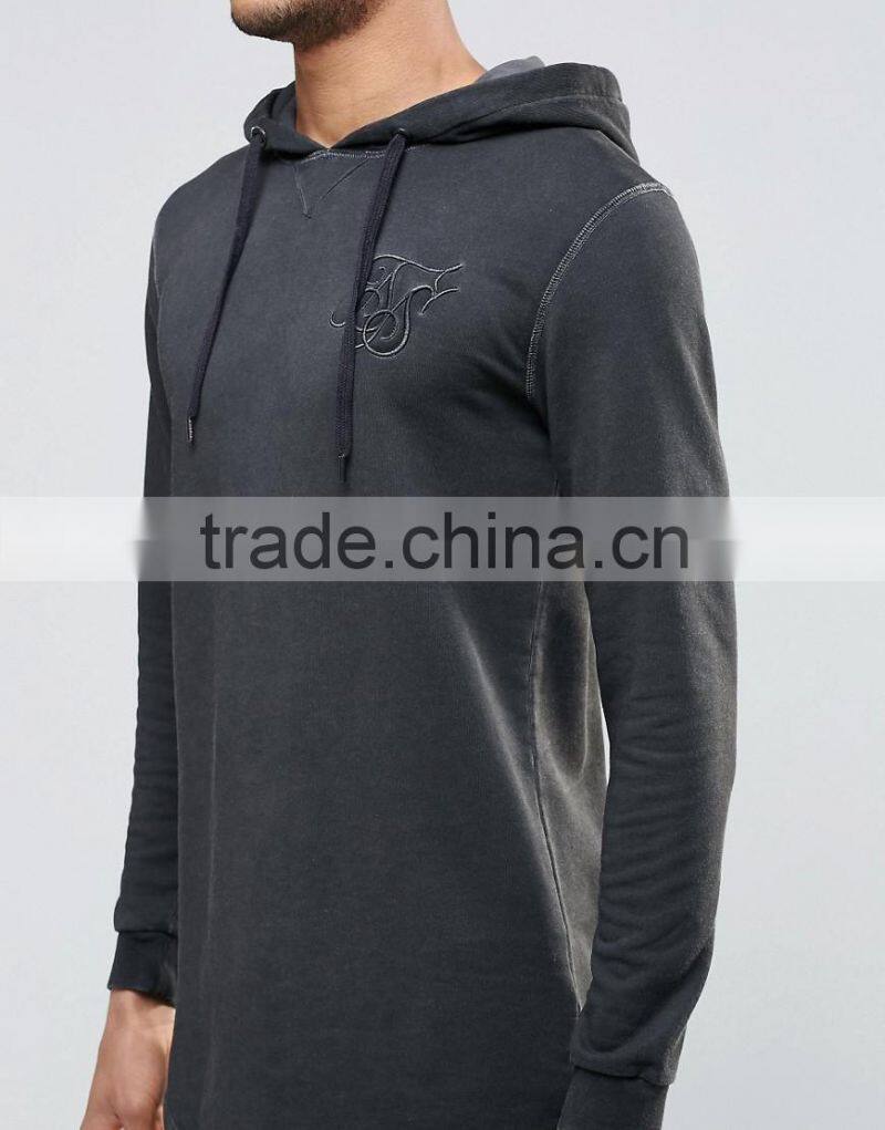 OEM good quality simple 50% black 100% cotton light weight men oversized casual ear hoodie