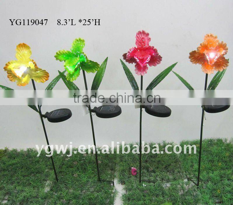 solar metal flower lawn stake